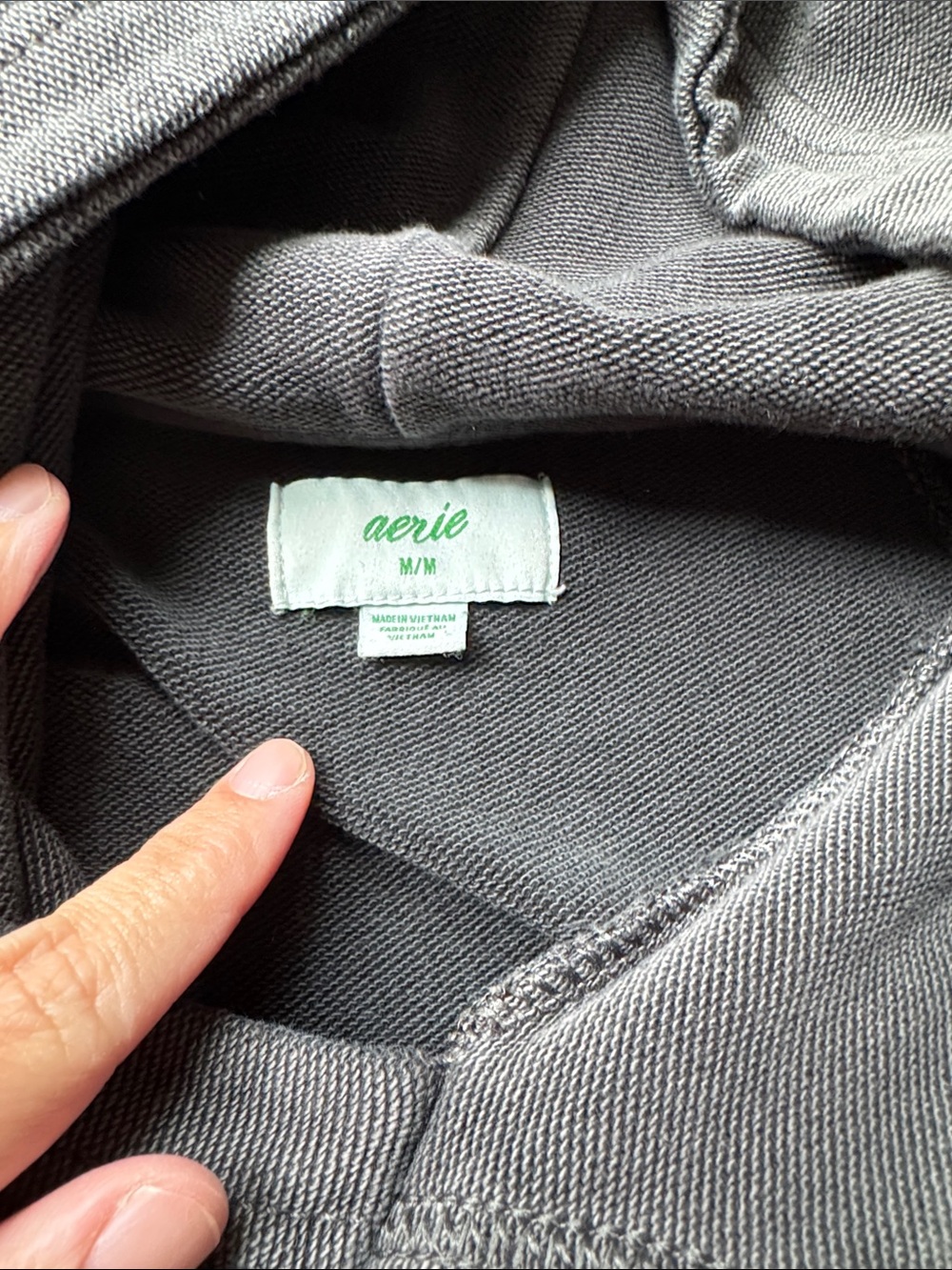aerie Charcoal Gray Hoodie & Sweatpants Set with Distressed Accents - Picture 3 of 14